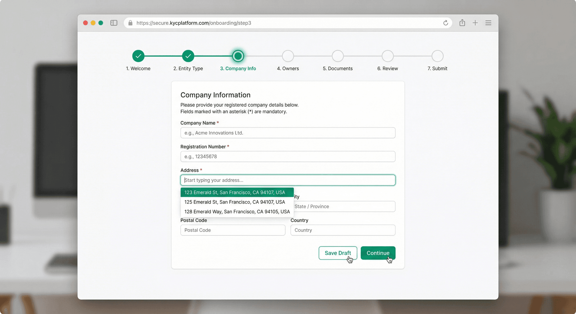 KYC Wizard Interface